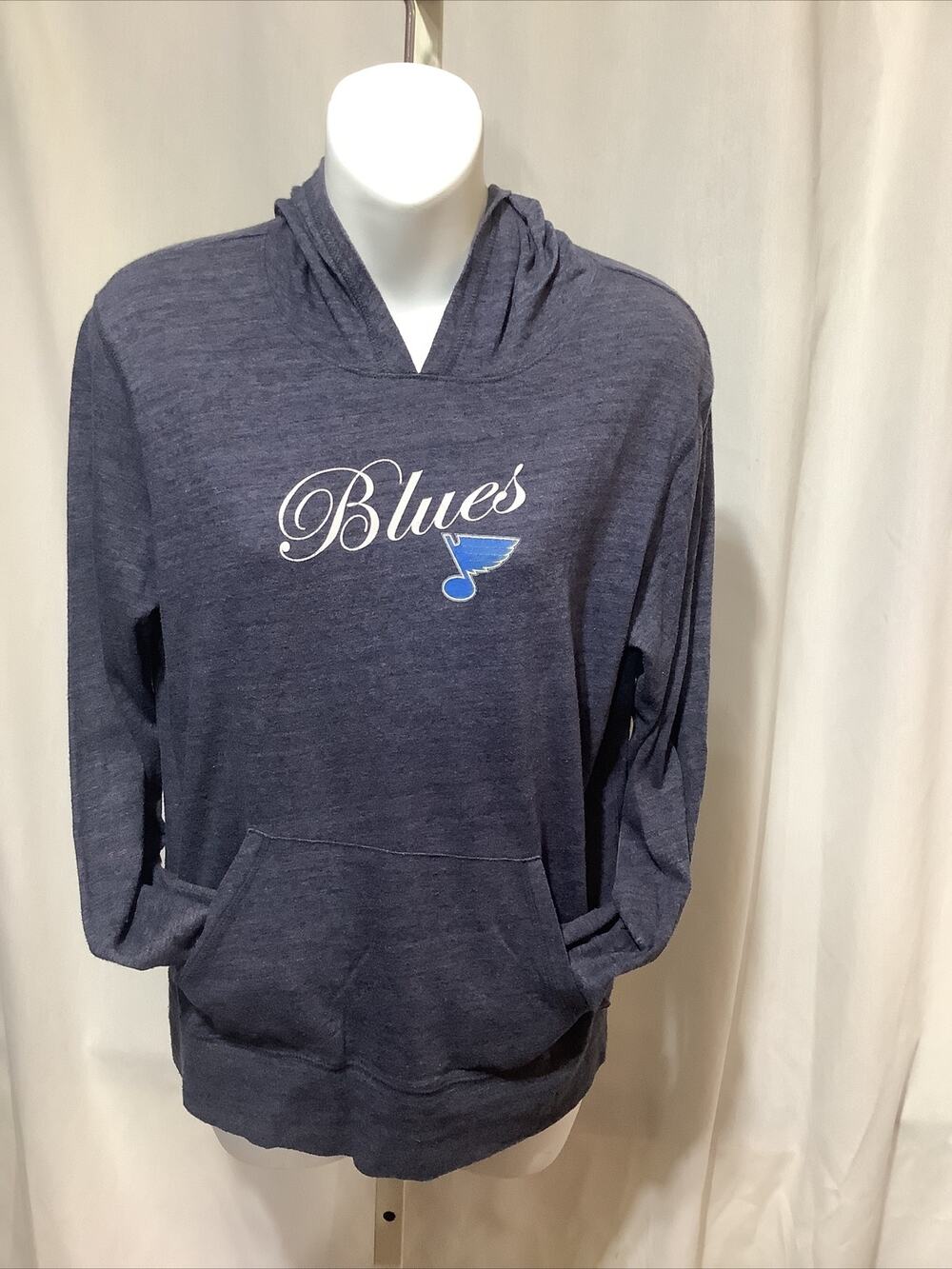 St Louis Blues Womens Lightweight T Shirt Hoodie Old Time Hockey Charcoal L